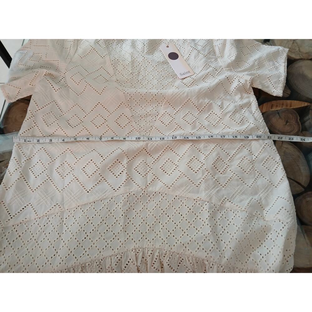 Saint Tropez AlmaSZ dress eyelet drop waist tunic cream beige medium lagenlook - Picture 8 of 13